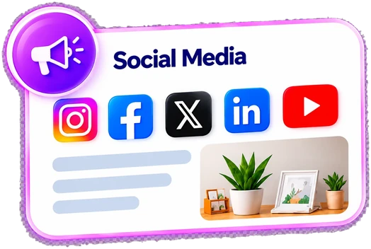 Social Media card with channel icons