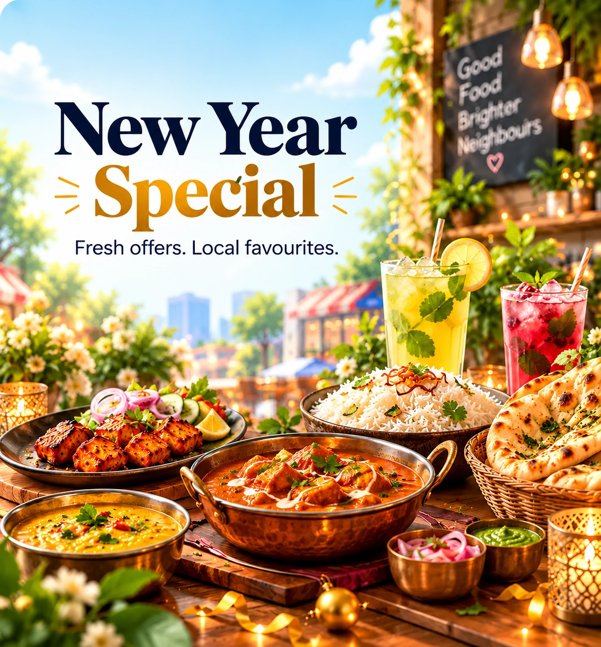 New Year Special banner with fresh offers and local favourites